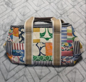 Coach Patchwork Canvas Tote Bag Multi-Color